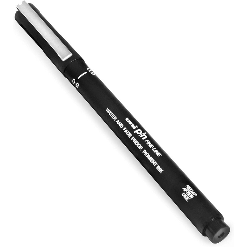 Uni Pin Fineliner Drawing Pen - Black Ink - 0.9mm