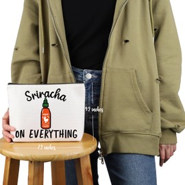 VAMSII Srirach-a Lover Gift S-riracha on Everything Makeup Bag Hot & Saucy Lover Cosmetic Bag Hot Sauce Merch (Sriracha on Everything M C)