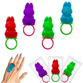 Fruidles Easter Bunny Candy Rings, Assorted Colors Hard Candy, Individually Wrapped (12-Pack)