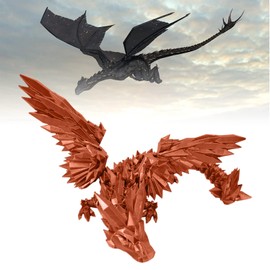 3D Printed Toys Action Figures Monster Toys Flying Diamond Dragon with Movable Joints Wings, Relief Anti-Anxiety 3D Printed Dragon Toys for Adults/ Collectors (Bronze- God of Strength, 17.7in)