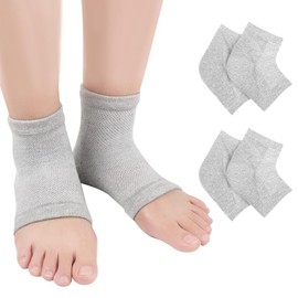 2 Pairs Moisturizing Heel Socks for Dry Cracked Heel Toeless Gel Socks Foot Care Hydration and Repair (Grey, 2 Pairs)