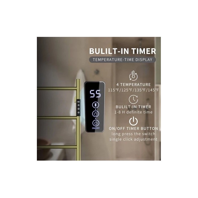 Vjass Brush Gold Heated Towel Warmer Radiator Bathroom Wall mounted