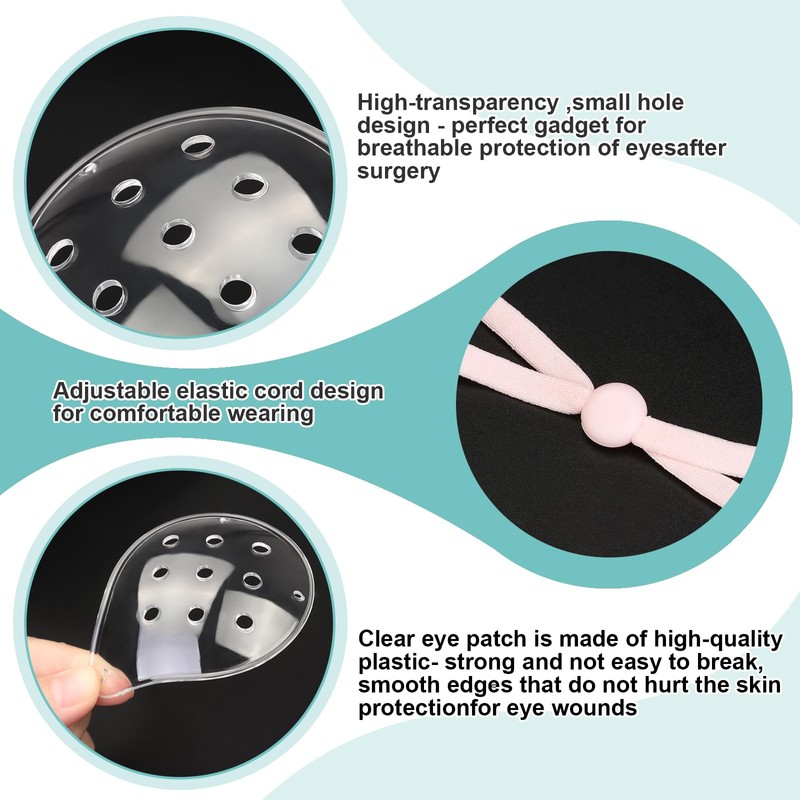 2pcs Clear Eye Shield After Cataract Surgery, Breathable Eye cover