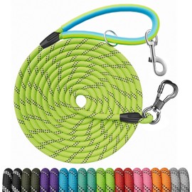 NTR Long Dog Leash, 30FT Check Cord with with 2 Swivel Hooks and Comfortable Padded Handle for Pink Leash for Small Medium and Large Dogs Walking Training Hiking Camping Playing