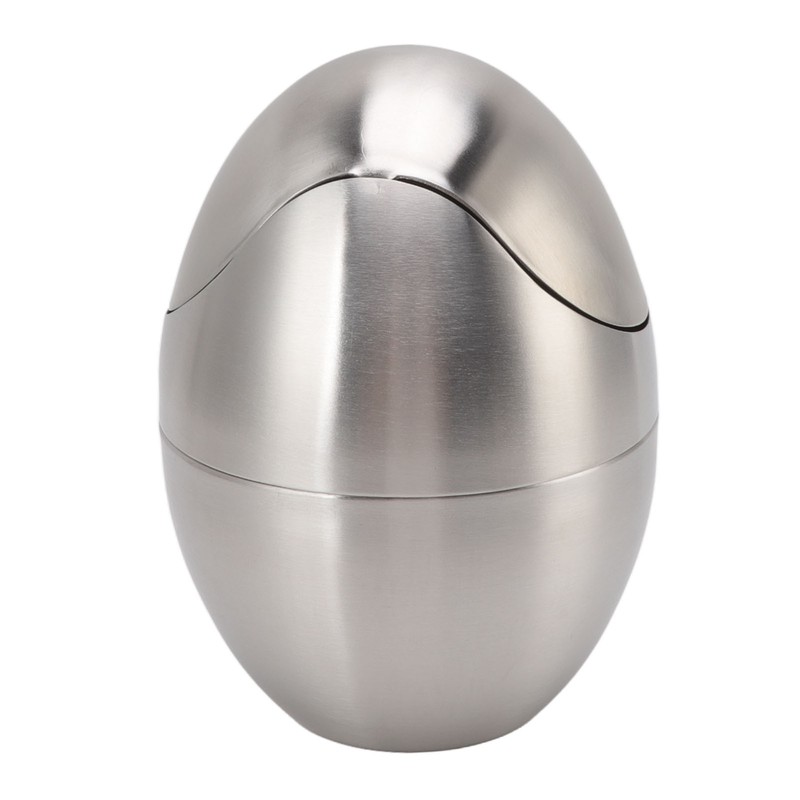 Desktop Trash Can Stainless Steel Egg Shape Mini Countertop Waste