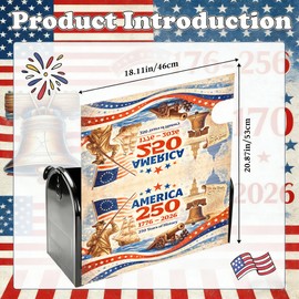 America 250 Years Anniversary Magnetic Mailbox Cover, Patriotic USA Flag 1776-2026 History Mailbox Post Covers Standard Size 18" X 21" for Independence Day 250th Anniversary Outside Garden