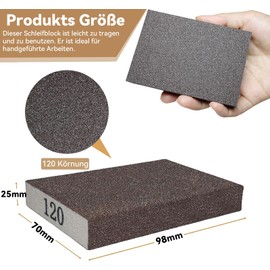MANICAF 120 Grit Hand Sanding Block Sponges Pack of 6