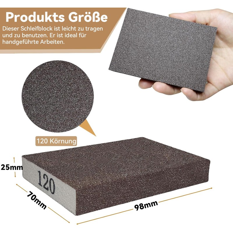 MANICAF 120 Grit Hand Sanding Block Sponges Pack of 6