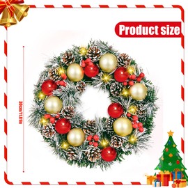 Christmas Wreath, Door Wreath Christmas, Artificial Wreath with Christmas Baubles, Berries and Pine Cones, Advent Wreath, Christmas Decoration, Diameter 40 cm, for Front Door, Fireplace and Wall