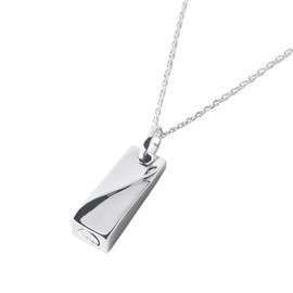 Jewel of Memory Silver SV925 Cremation Pendant with 2 Stainless Steel & Silver Chains, Memorial Urn Necklace, Ripple Plate