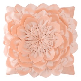 OiseauVoler Decorative 3D Flower Throw Pillow Covers Handmade Pillowcases for Sofa Bed Home Room Decor 18 x 18 Inch Peach Pink