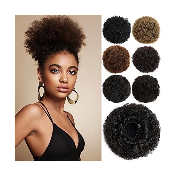 YAMEL Afro Puff Drawstring Ponytail Large Bun Extensions Dark Natural Brown New Synthetic Updo Hair Pieces for Black Women