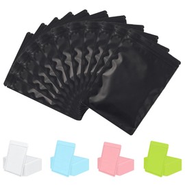 Rimiko 50pcs Resealable Opaque Black Ziplock Bags, Reusable Flat Small Mylar Bag, Aluminum Foil Sample Bags with Matte Color Packaging for Food Storage (Black, 6.3"x9.4")
