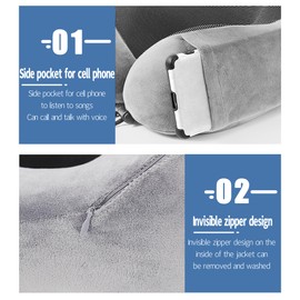 Aouzejum 2 Pack Travel Pillow Airplane Neck Pillow for Trave Essentials for Travelling (Gray Pink)