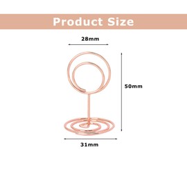 JOYOLA Pack of 20 Place Card Holders, Rose Gold Place Card Holder, Round Table Number Holder, Photo Holder, Mini Place Card Holder for Weddings, Anniversaries, Parties