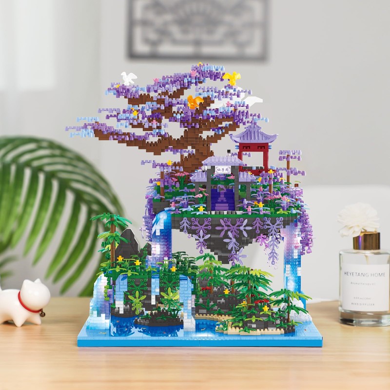 NEWABWN Chinese Moon Palace Pavilion Building Blocks Set - Micro