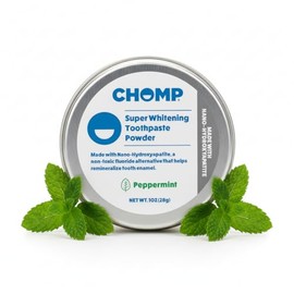 Chomp 5% Nano Hydroxyapatite Tooth Powder – Fluoride Free Peppermint Toothpaste Powder for Enamel Remineralization, Sensitive Teeth & Fresh Breath, Pl