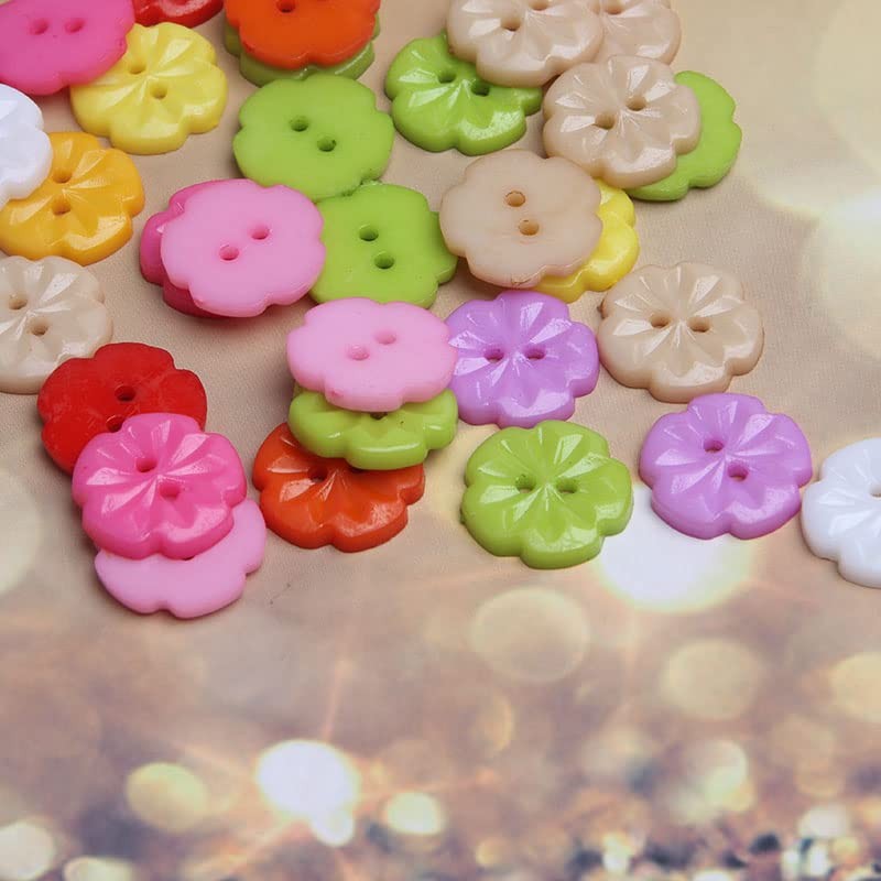 Acxico 100Pcs Flower Plastic Buttons 1/2'' (15mm) Craft, Multi-Color (YY879)