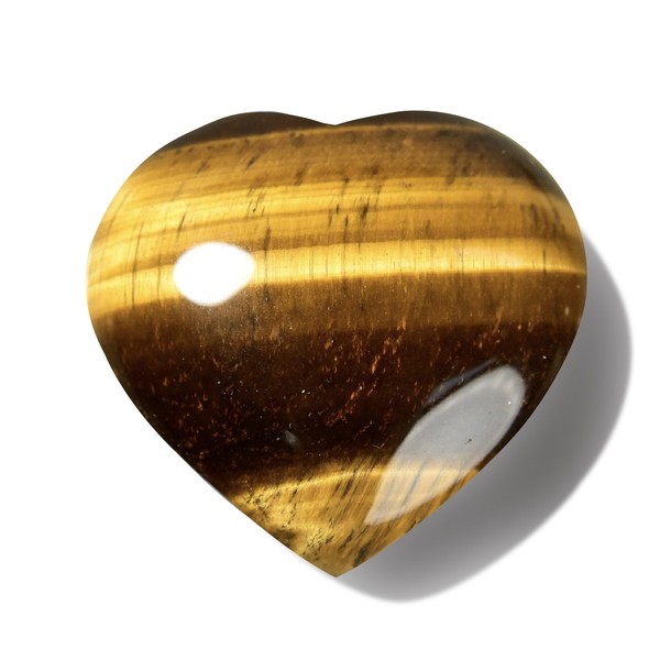 KALIFANO Tiger's Eye Heart - Worry Stone with Healing & Calming Effects - AAA Grade High Energy Crystal with Information Card - Reiki Carving Used for Protection (Family Owned)