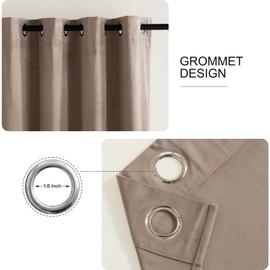 RYB HOME Taupe Velvet Curtains 90 inch Length, Room Darkening Privacy Velvet Drapes Thermal Insulated Noise Reducing Backdrop Elegant Home Decor for Living Room Bedroom, W52 x L90 inch, 2 Panel