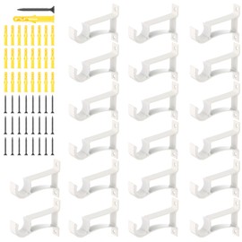 Set of 20 Heavy Duty Curtain Rod Holders and Hooks - Bulk for Wall and Single Window Drapery Support - Fit 1 Inch to 1.2 Inch Drape Rods with Screws (Ivory)