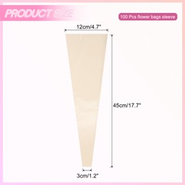 PATIKIL 100 Pack Flower Wrapping Bag, Kraft Floral Packing Sleeves with Ribbons Cute for Bouquets Wedding Birthday Graduation Anniversary Arrangement Gift, 17.7"x4.7"x1.2"