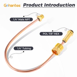 Gohantee Propane Regulator Copper Pigtail POL x 1/4' NPT Male Pipe Thread, Two Stage Auto Changeover Regulator Copper Pigtail - 15 Inch