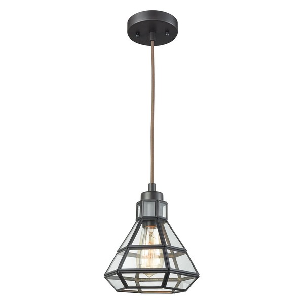 Window Pane 1 Light Pendant in Oil Rubbed Bronze with