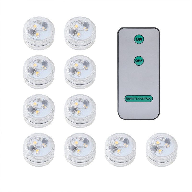 10pcs/ Set Round Waterproof LED Candle Light Submersible Remote Control(Warm