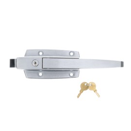 Satin Chrome Walk-in Cooler Door Safety Latch Body with Cylinder Lock Only - Less Strike