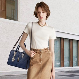 DORRISO Elegant Simple Women's Handbags Handbags Anti-Thief Medium Large Shoulder Bag with Pendant Travel Holiday Shopping Party Office Waterproof PU Leather, blue