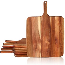 Hoolerry 6 Pcs Wood Cutting Board Bulk with Handle 18 x 12 Inches Pizza Paddle Spatula Wooden Large Pizza Serving Peel Charcuterie Board for Kitchen Baking Oven Accessory