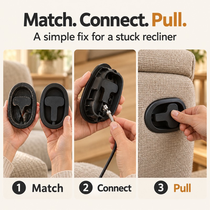 Recliner Release Pull Handle and Cable – Aluminum Alloy Replacement