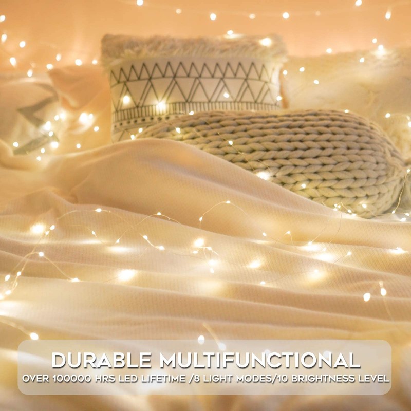 suddus Fairy Lights Battery Operated with Remote, 33ft 100 LED