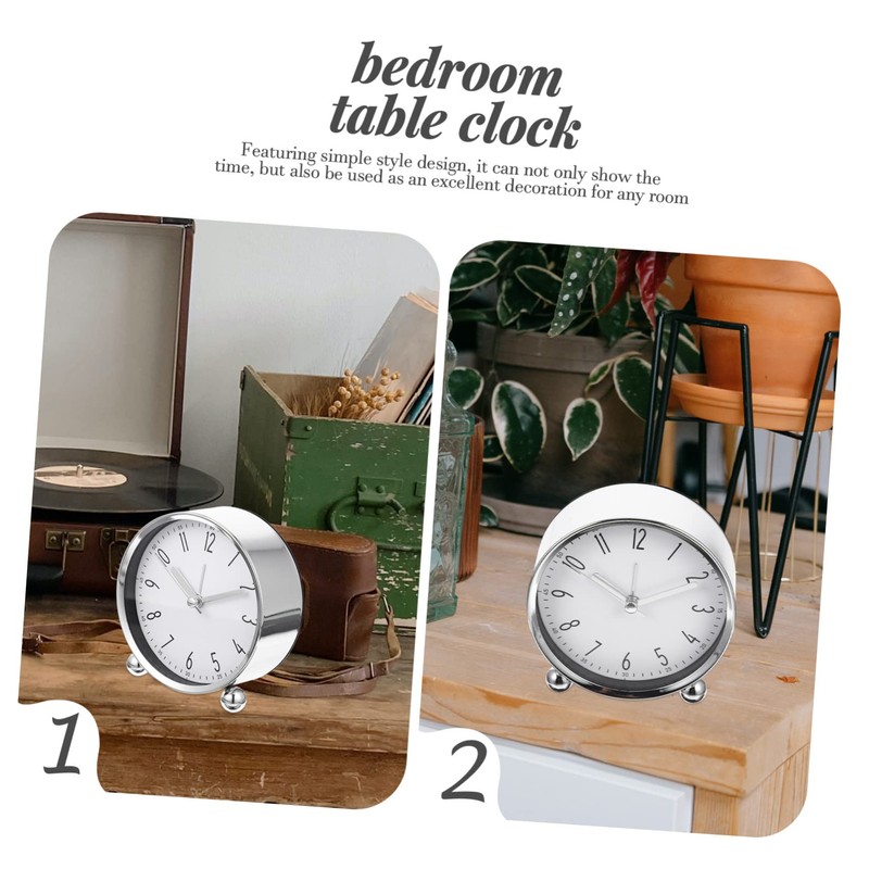 Mobestech Silent Alarm Clock Metal Digital Clock for Bedside Table