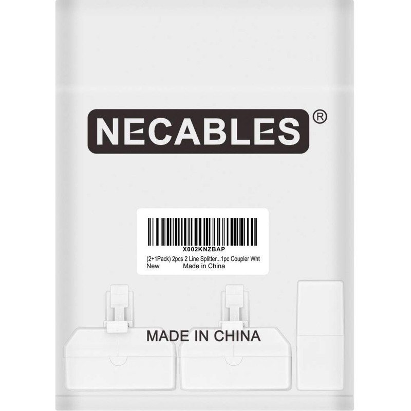 NECABLES 2+1Pack 2pcs Phone Jack Splitter 2 Line Adapter RJ11