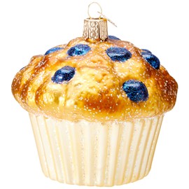 Old World Christmas Glass Blown Ornament Blueberry Muffin (32263)