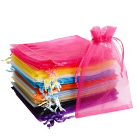 Bskifnn 50pcs Organza Bags 10x15cm Satin Drawstring Organza Pouch Wedding Party Favor Gift Bag Jewelry Watch Bags (10-color)