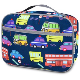 Alederways Insulated Lunch Bag, Kids Lunch Bag, Portable Thermal Cooler Insulated Lunch Box for School Picnic Work Travel (Dark Blue Car)