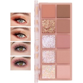 10 Colors Eyeshadow Palette Matte Nude Eye Makeup Palette Ultra-Blendable Long Lasting High Pigmented,Waterproof,Nudes Neutral Smooth Eye Shadow Palette for Women,Natural Charming Looking #03