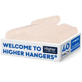 Higher Hangers BioHangers, Sustainable Flaxseed Space Saving Clothes Hangers, Premium Closet Organizers for College Dorms, RVs, & More, Reduces Wrinkles & Clutter, Standard 17", 40 Pack