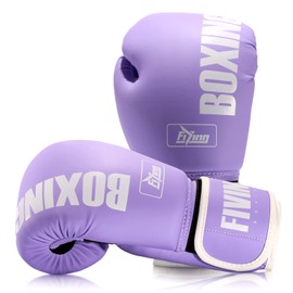 FIVING Pro Style Boxing Gloves for Women, PU Leather, Training Muay Thai,Sparring,Fighting Kickboxing,Adult Heavy Punching Bag Gloves Mitts Focus Pad Workout for Ladies (New Purple, 8oz)