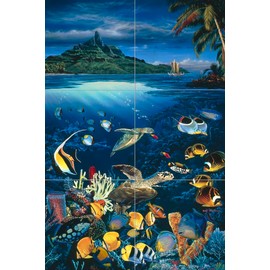 Ceramic Backsplash Tile Mural Sea Turtle Sea Ocean Life Underwater Kitchen/Bathroom/Shower - Voyage of The Ho'okulea - Christian Riese Lassen