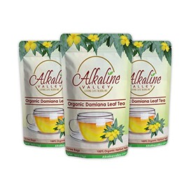 Organic Damiana Tea - 100% Alkaline - 45 Unbleached/Chemical-Free Damiana Tea Bags - Pack of 3 = 45 Tea Bags - Caffeine-Free, No GMO…