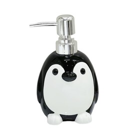 Animal Ceramic Soap Dispenser with Plastic Pump, Refillable Lotion Soap Bottle, Dish Soap Dispenser, Hand Soap Dispenser-Penguin