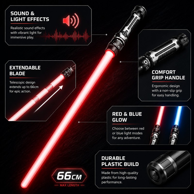 Glowing Toy Lightsaber for Kids’ Pretend Play – Telescopic LED