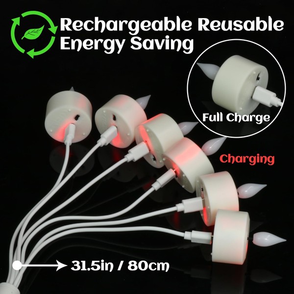 Yme Yme LED Teelichter Wiederaufladbar mit Timer, 12er Elektrische Teelichter