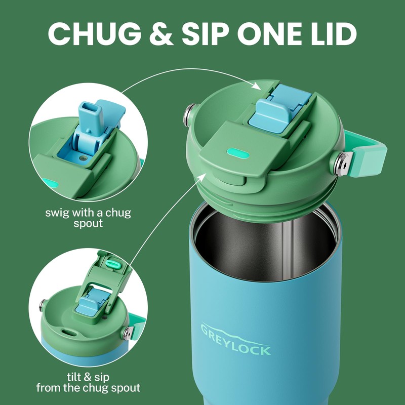 Greylock 30 oz Insulated Tumbler with Top Handle, 2-in-1 Flip