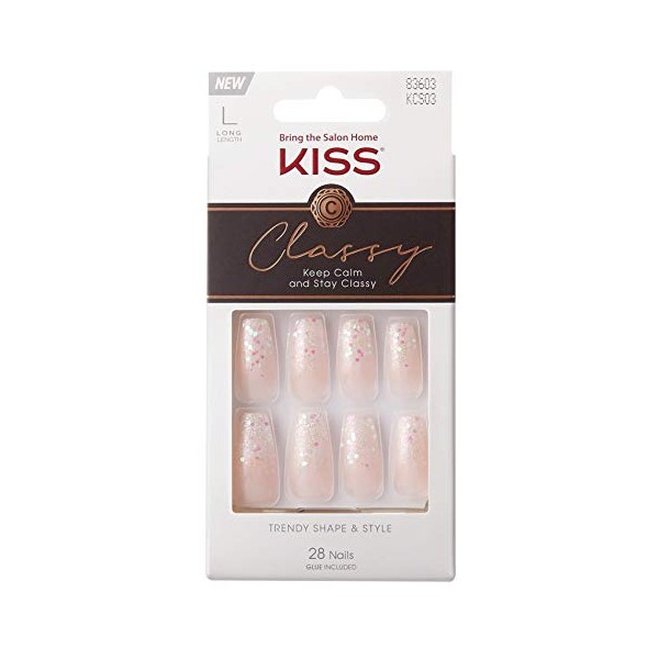 Kiss Classy Nails 28 Count Long Length Sparkles (Pack of