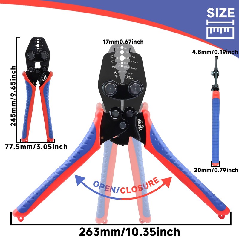 Wire Rope Crimping Tool with Ratchet, Ferrule Swaging Tool for